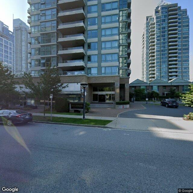 The block on Halifax Street in Burnaby where the office sits, looking along the street past the neighbouring towers